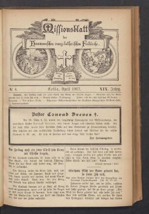 N°. 4. April 1917. XIX. Jahrg