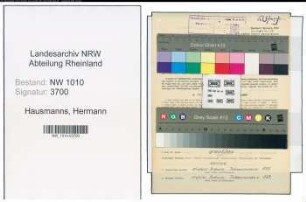 Entnazifizierung Hermann Hausmanns , geb. 02.01.1903 (Ingenieur)