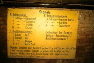 Flussspatgrube:Hinweistafel zur Signalgebung