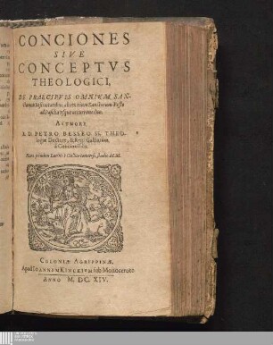 Conciones Sive Conceptvs Theologici, De Praecipvis Omnivm Sanctorum Festiuitatibus, ab omnium Sanctorum Festo ad Pascha vsque occurentibus