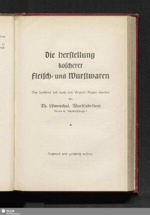 Die Herstellung koscherer Fleisch- und Wurstwaren