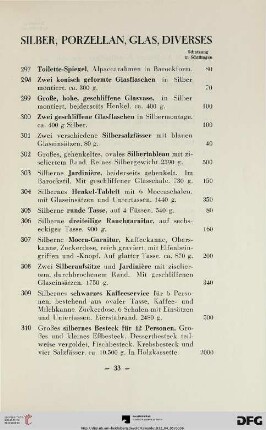 Silber, Porzellan, Glas, Diverses (Nr. 297-323)