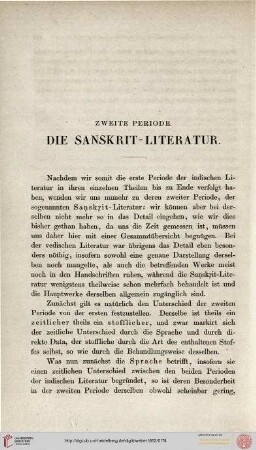 Zweite Periode, die Sanskrit-Literatur