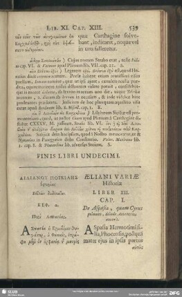 Ailianu Poikilēs his[t]orias Biblion dōdekaton