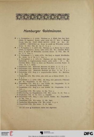 Hamburger Goldmünzen (Nr. 1-244)