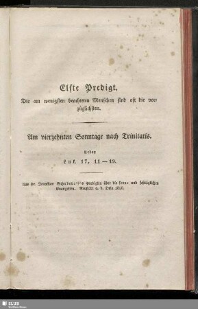 Elfte Predigt. Die am wenigsten beachteten Menschen sind oft die vorzüglichsten