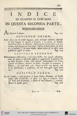 Indice di quanto si contiene in questa seconda parte
