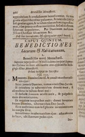 266-314, Caput Quintum. Benedictiones Locorum & Habitationum.