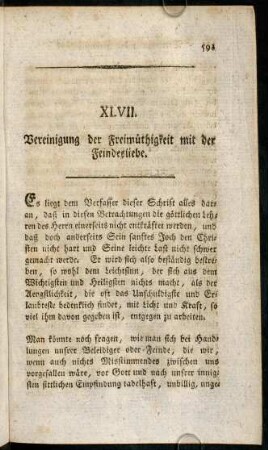 591-597, XLVII. Bereinigung der Freimüthigkeit mit der Feindesliebe.