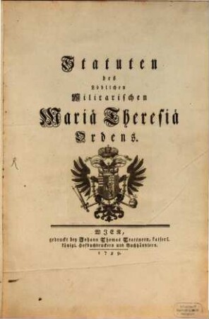 Statuten des militärischen Mariä-Theresien-Ordens