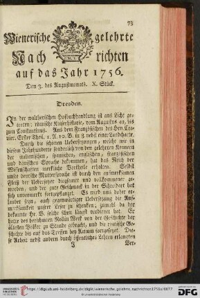 Den 3. des Augustmonats. X. Stück