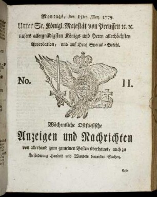 No. 11. Montags, den 15ten Merz 1779.