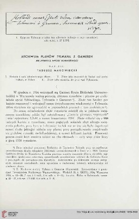 1.1936/46: Archiwum planów Tylmana z Gameren architekta epoki sobieskiego