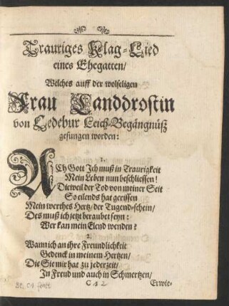 Trauriges Klag-Lied eines Ehegatten ...