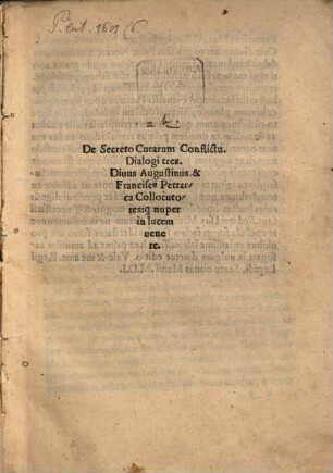 De secreto curarum conflictu dialogi tres