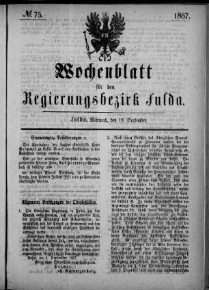Nr. 75, Ausgabe vom 18. September 1867