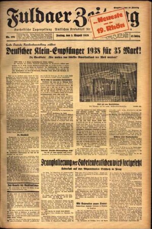 Ausgabe vom Freitag, den 05. August 1938.