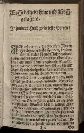 Hochedelgebohrne und Hochgelahrte, Insbesonders Hochgeehrteste Herren!