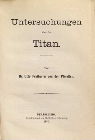 Untersuchungen über das Titan