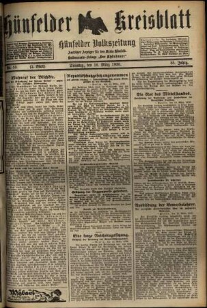 Zweite Ausgabe vom Dienstag, den 18. März 1930.