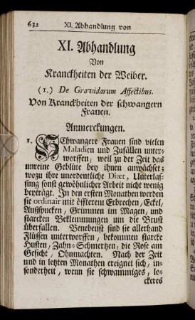 XI. Abhandlung. Von Kranckheiten der Weiber.