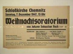 Maueranschlag zur Aufführung des Weihnachtsoratoriums in Chemnitz