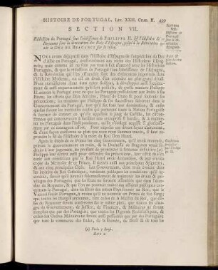 Section VII. Histoire de Portugal sous la domination Espagnole.