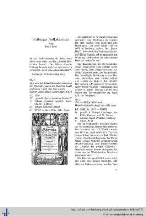 Freiburger Volkskalender.