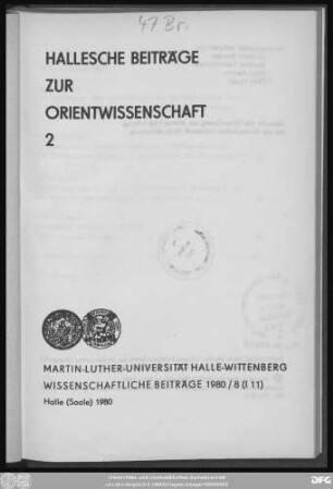 Hallesche Beiträge zur Orientwissenschaft ; 2
