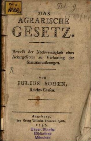 Das agrarische Gesetz