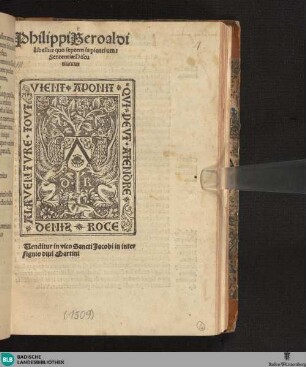 Philippi Beroaldi libellus quo septem sapientium: Sententiae Discutiuntur