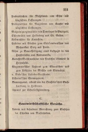 C. Hauswirthschaftliche Geräthe