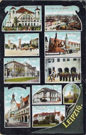 Leipzig : Palmengarten, Blick über den Königsplatz, Bahnhöfe, Altes Rathaus, Universität, Hauptwache, Konzerthaus, Scherbelberg, Alte Häuser am Thomasring