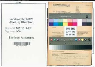 Entnazifizierung Annemarie Brehmen , geb. 00.00.0000 (Studienraetin)
