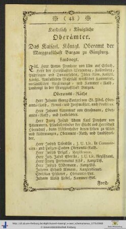 Kaiserlich-Königliche Oberämter.
