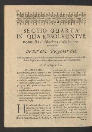 Sectio Quarta In Qua Resolvuntur nonnulla dubia circa dictain praecedentibus.