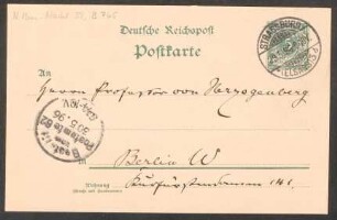Postkarte an Heinrich von Herzogenberg : 29.05.1896