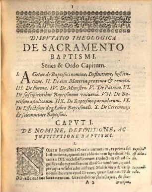 Disp. theol. de sacramento baptismi