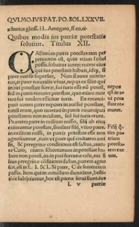 Quibus modis ius patriae potestatis solvitur. Titulus XII.