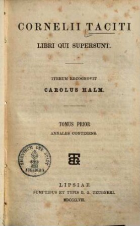 Cornelii Taciti Libri qui supersunt, 1. Annales