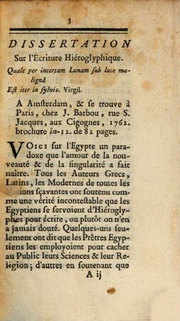 Extrait Du Journal Des Sçavans; Mai 1762 : Dissertation Sur l'Écriture Hiéroglyphique ...