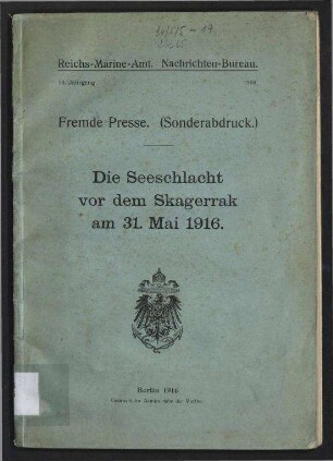 Die Seeschlacht vor dem Skagerrak am 31. Mai 1916.