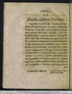 VIII. Eiusdem argumenti Continuatio