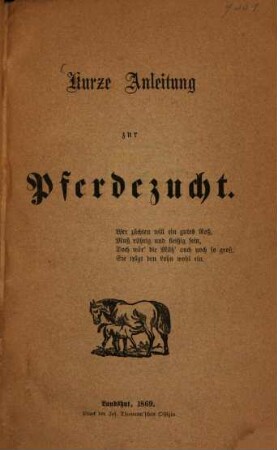 Kurze Anleitung zur Pferdezucht