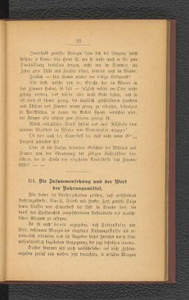 III. Die Zusammensetzung und der Wert der Nahrungsmittel.