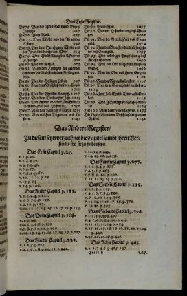 Das Ander Register/ In diesem seyn verezichnet die Capitel/ sambt ihren Versiculn/ wo sie zu finden.