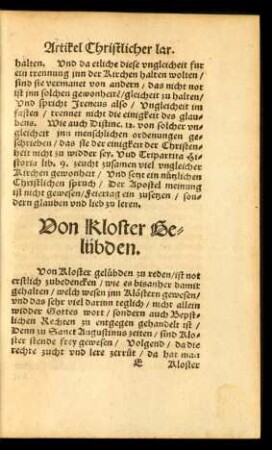 Von Kloster Gelübden.