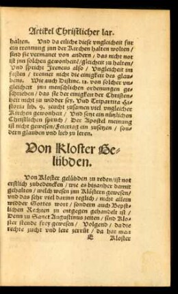 Von Kloster Gelübden.