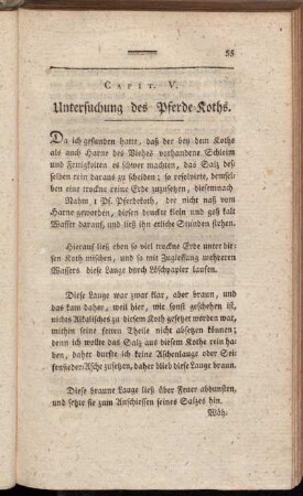 Capit. V. Untersuchung des Pferde-Koths.