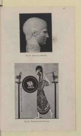 [Fig. 84.-85. Kopf des Diskobol und Panathenäische Preisvase]
